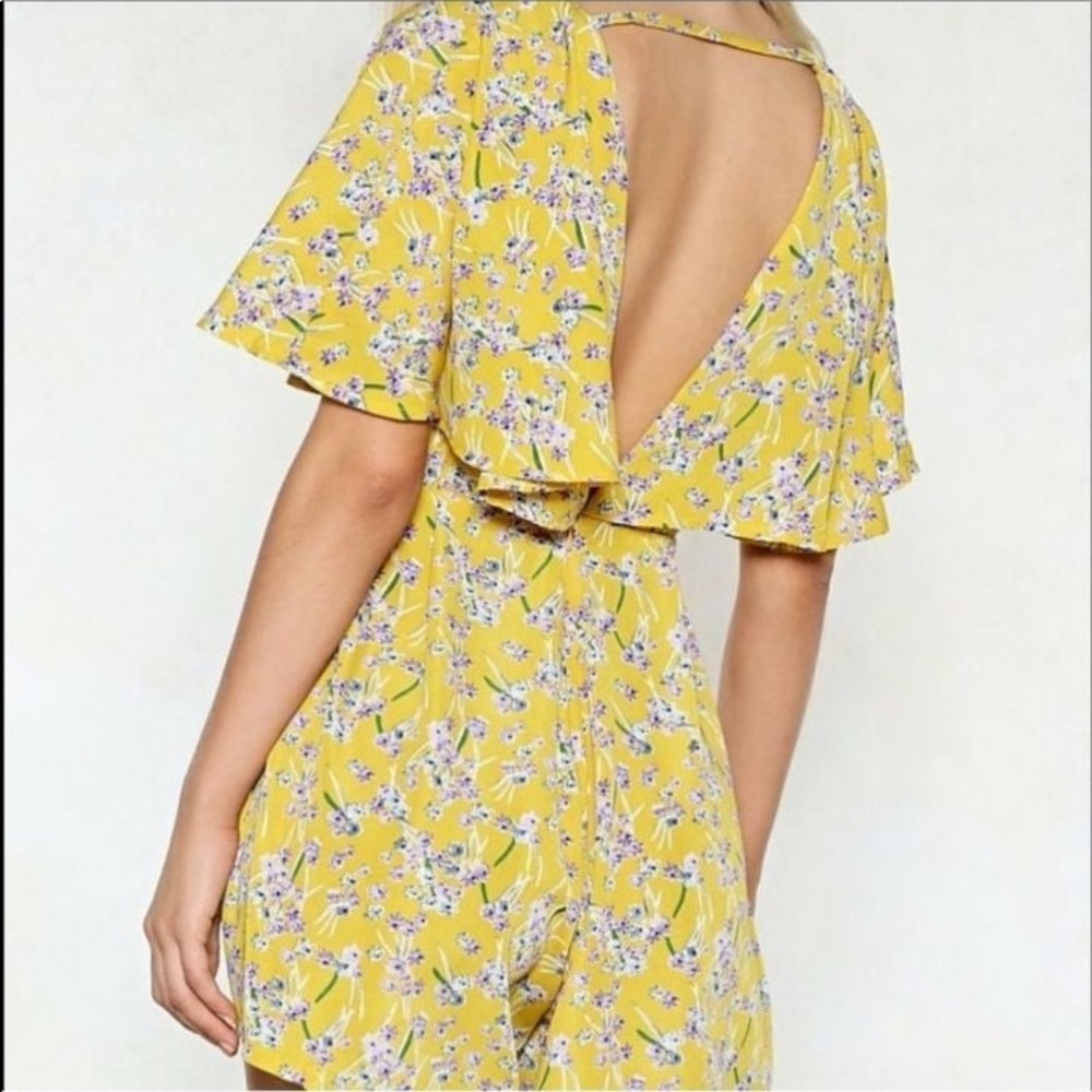 Yellow Floral Romper by Nasty Gal